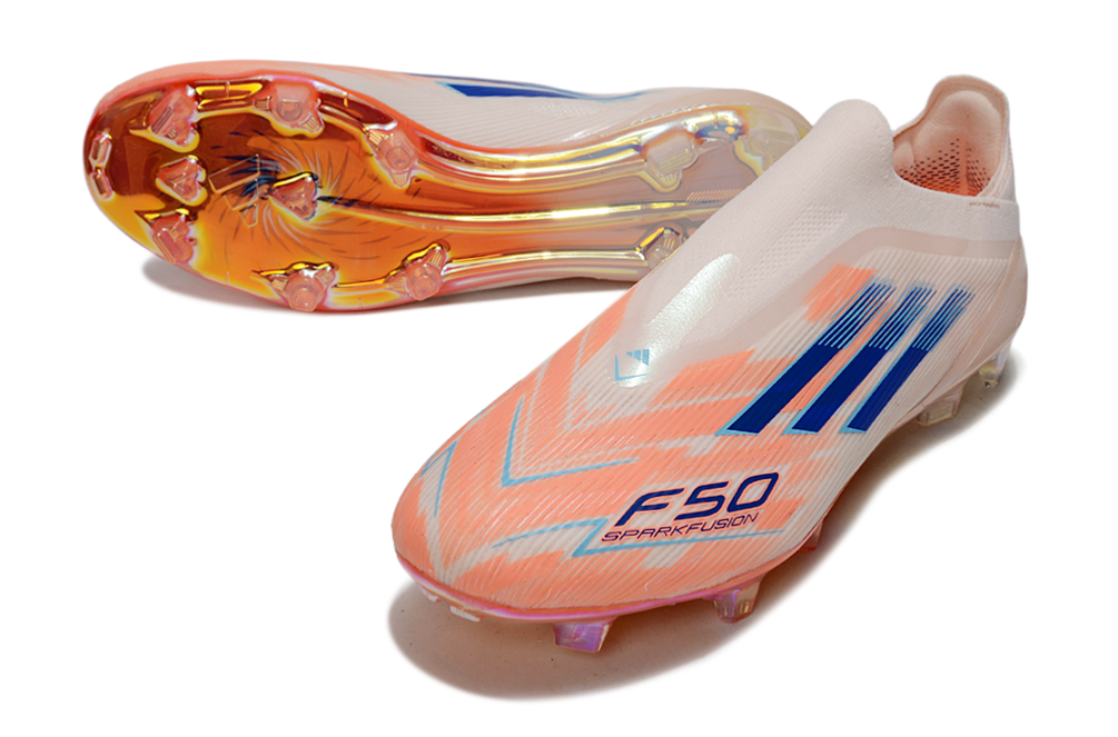 F50 Elite Laceless FG - Beige/Orange/Bleu – Image 8