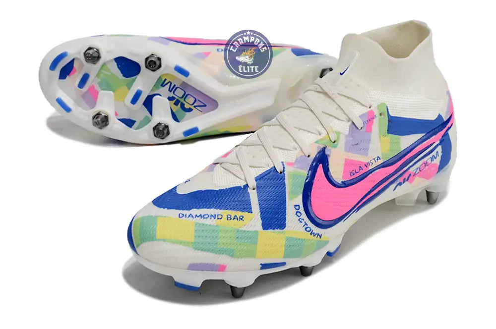 Air Zoom Mercurial Superfly 9 SG - Blanc/Vert/Bleu/Jaune/Rose – Image 2