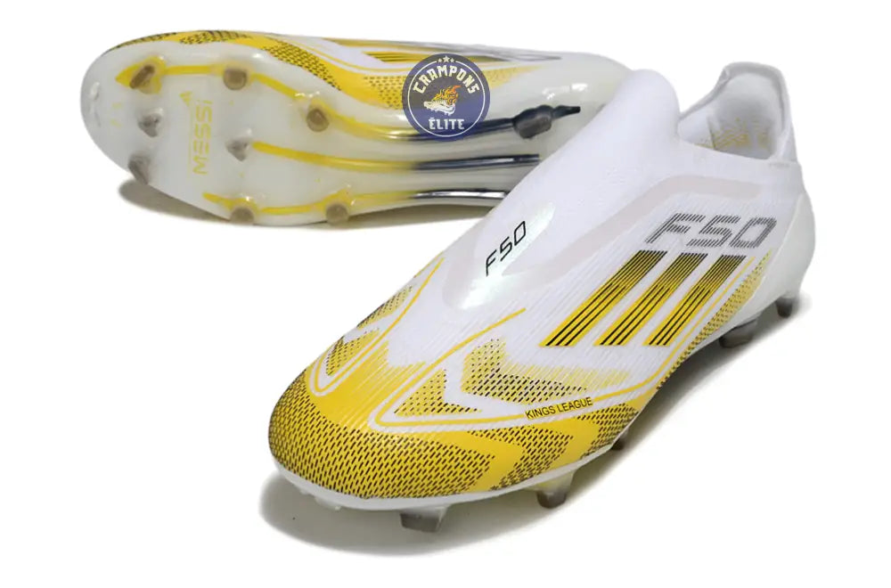 F50 Elite Laceless FG - Blanc/Jaune/Noir – Image 2