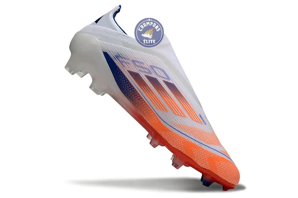 F50 Elite Laceless FG - Blanc/Orange/Bleu – Image 3