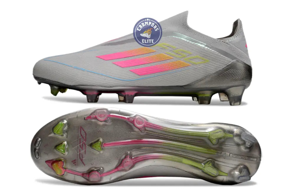F50 Elite Laceless FG Gris/Rose/Jaune – Image 7