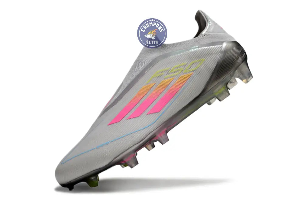 F50 Elite Laceless FG Gris/Rose/Jaune – Image 5