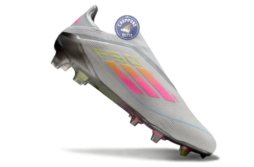 F50 Elite Laceless FG Gris/Rose/Jaune – Image 4