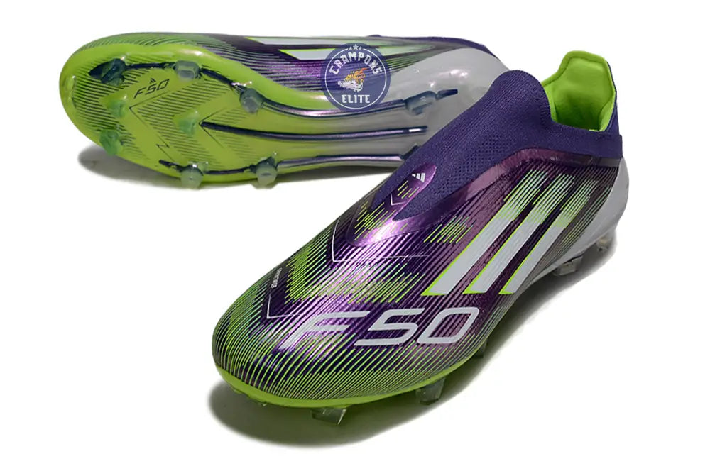 F50 Elite Laceless FG - Radiant Blaze- Violet/Vert/Blanc – Image 2