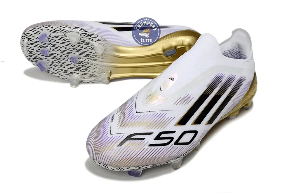 F50 Elite Laceless FG Road to Glory - Blanc/Noir/Doré – Image 2