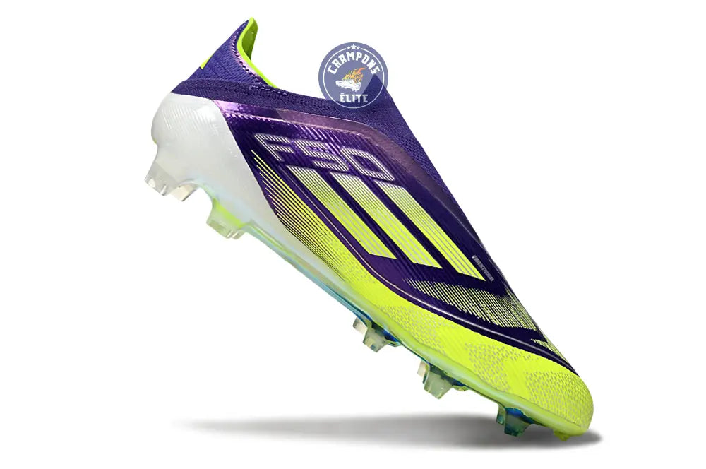 F50 Elite Laceless FG - Violet/Jaune Fluo/Gris – Image 3
