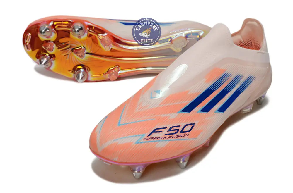 F50 Elite Laceless SG - Beige/Orange/Bleu – Image 3