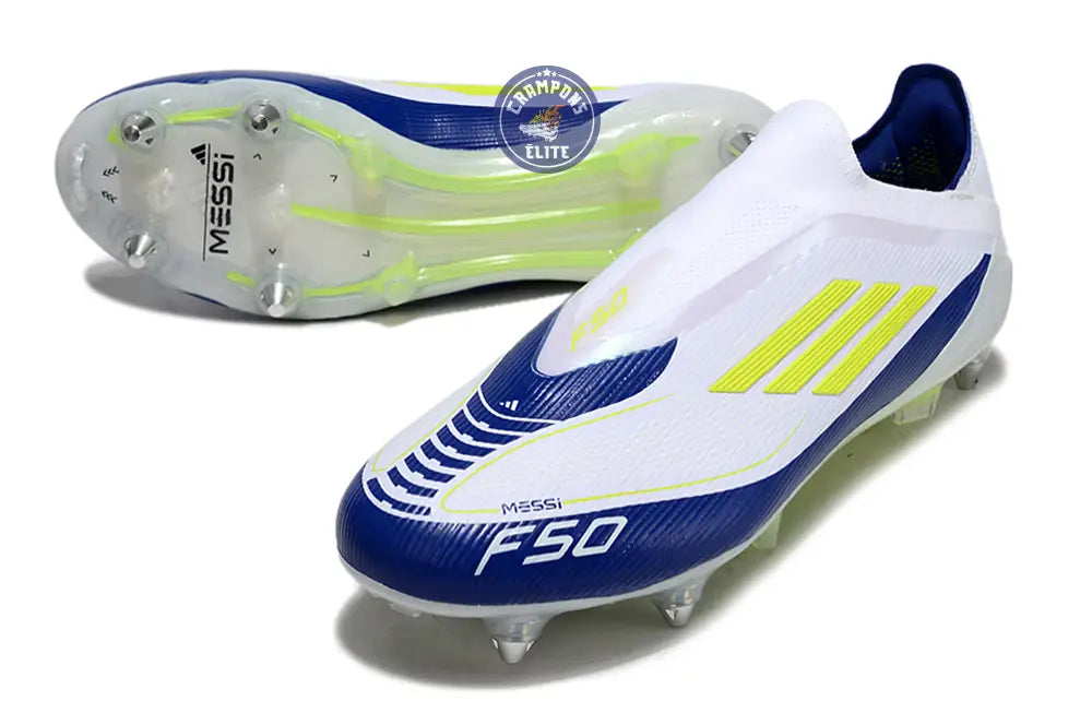 F50 Elite Laceless SG - Blanc/Bleu/Jaune Fluo – Image 2