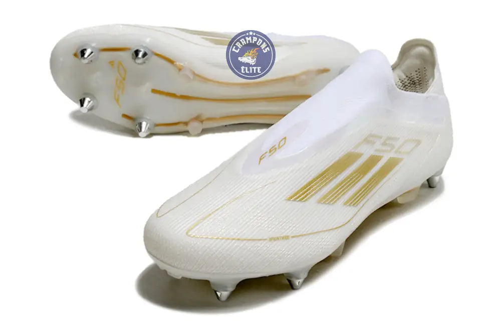 F50 Elite Laceless SG - Blanc/Doré – Image 2