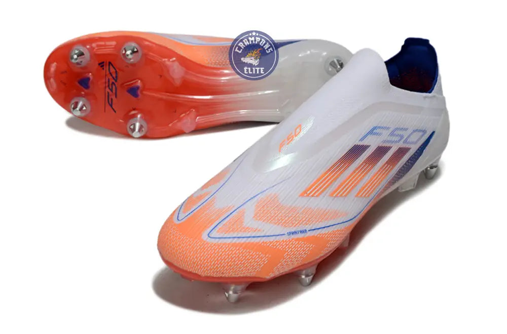 F50 Elite Laceless SG - Blanc/Orange/Bleu – Image 2
