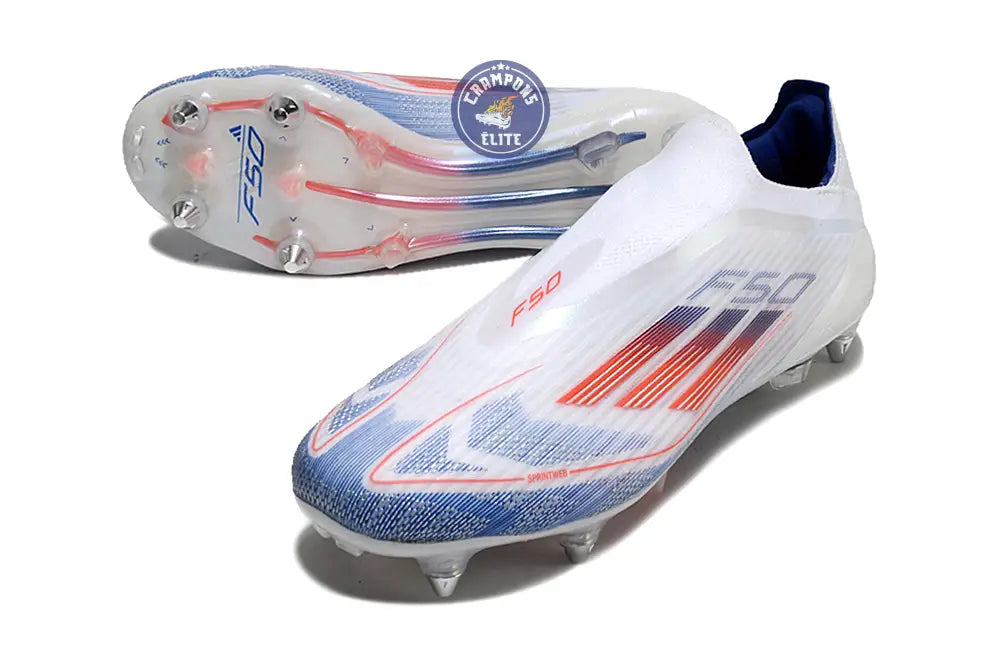 F50 Elite Laceless SG - Blanc/Rouge/Bleu – Image 2
