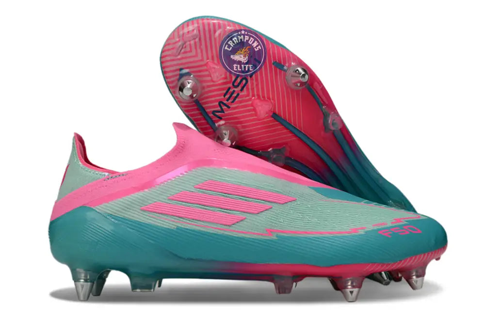 F50 Elite Laceless SG - Bleu Turquoise/Bleu/Rose