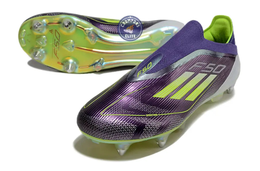 F50 Elite Laceless SG Fast Reborn - Violet/Blanc/Lucid Lemon ÉDITION L – Image 2