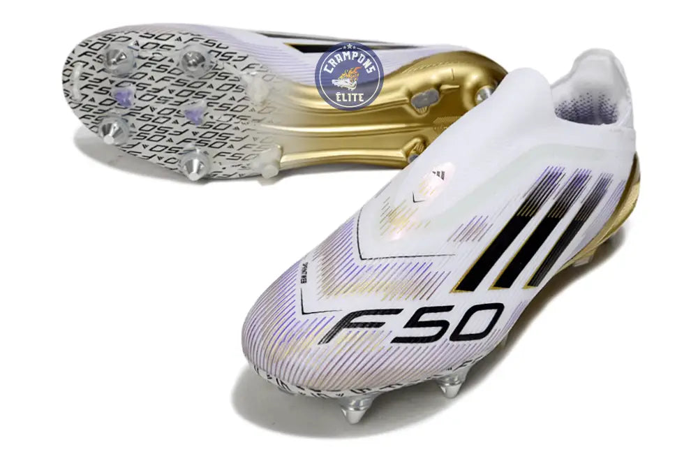 F50 Elite Laceless SG Road to Glory - Blanc/Noir/Doré – Image 2
