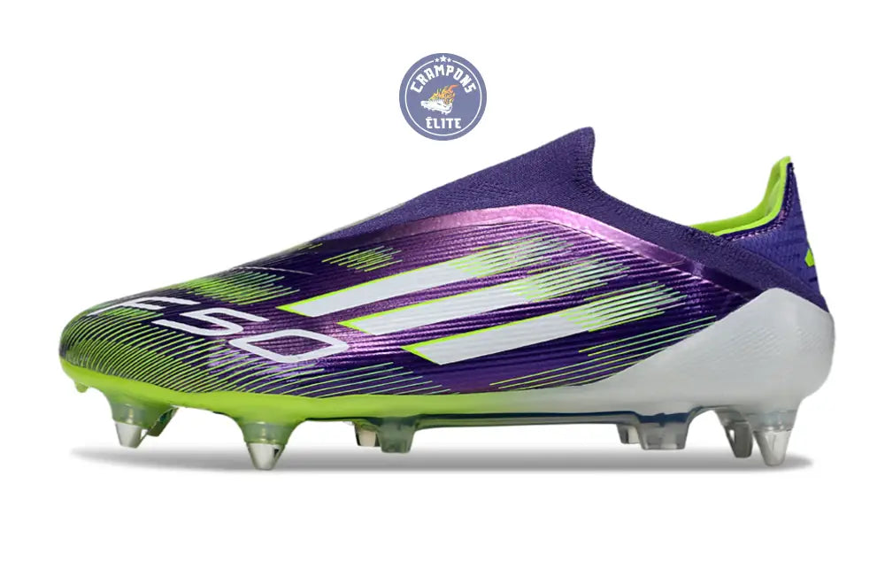 F50 Elite Laceless SG - Violet/Jaune Fluo/Blanc – Image 5