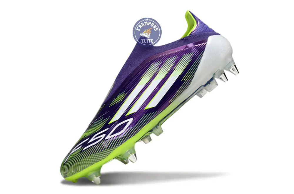 F50 Elite Laceless SG - Violet/Jaune Fluo/Blanc – Image 4