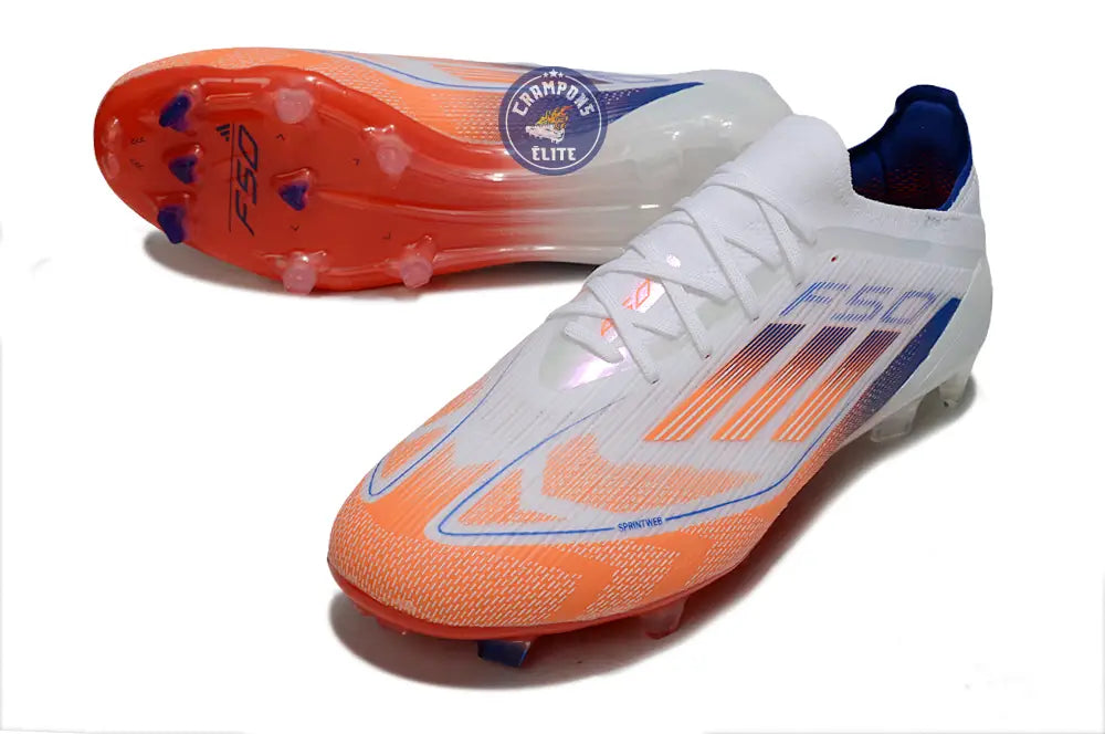 F50 Elite Lacets FG - Blanc/Orange/Bleu – Image 2