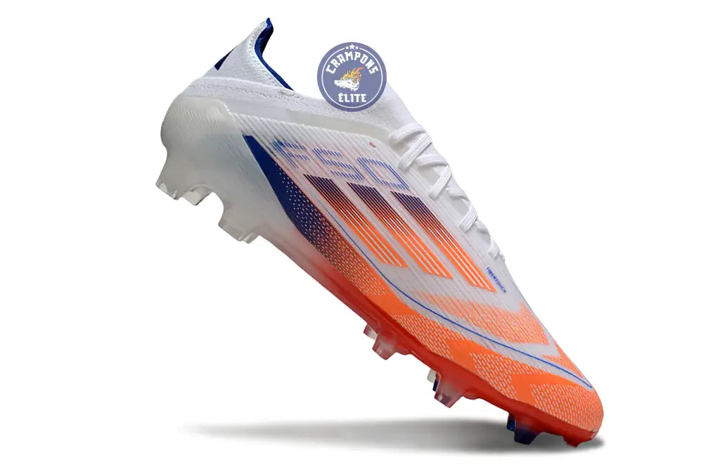 F50 Elite Lacets FG - Blanc/Orange/Bleu – Image 3