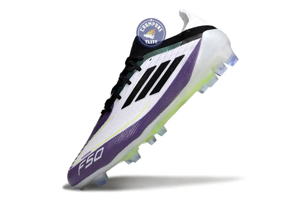 F50 Elite Lacets FG - Blanc/Violet/Noir/Jaune Fluo – Image 4