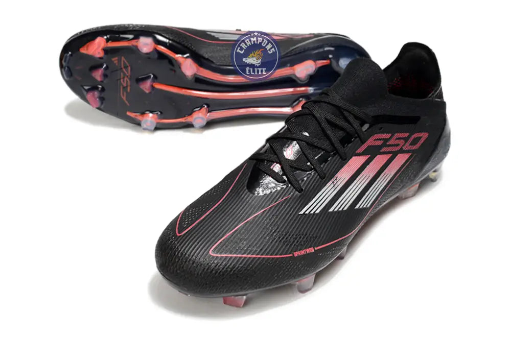F50 Elite Lacets FG Stealth Victory - Noir/Argenté/Lucid Red – Image 2