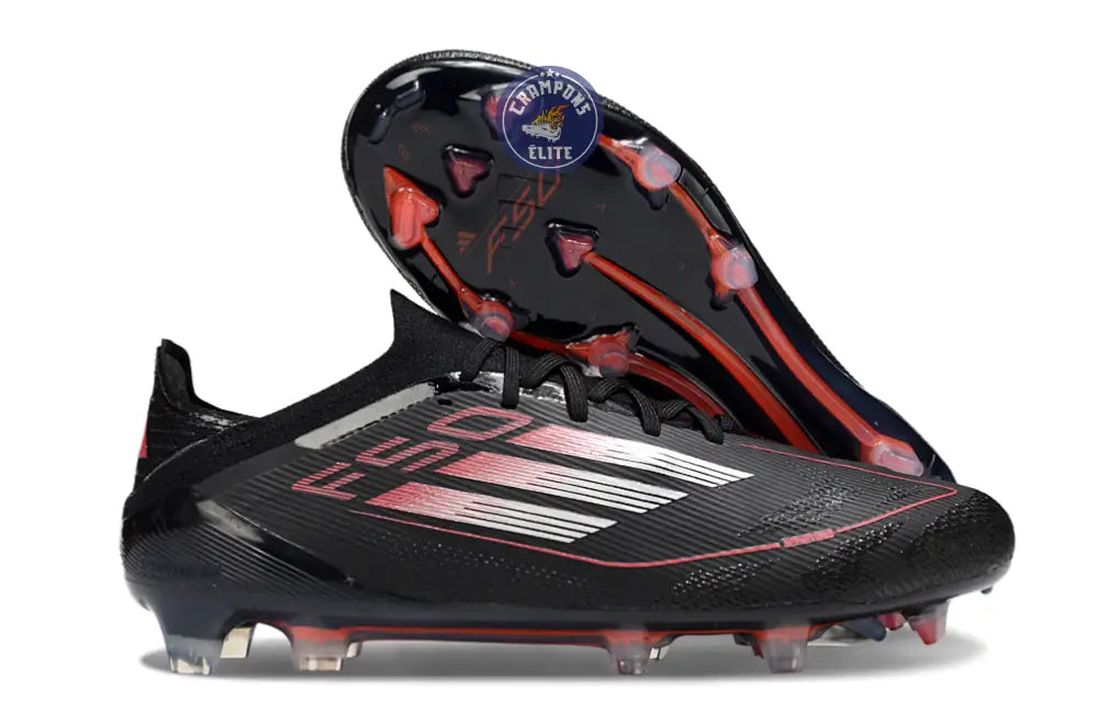F50 Elite Lacets FG Stealth Victory - Noir/Argenté/Lucid Red