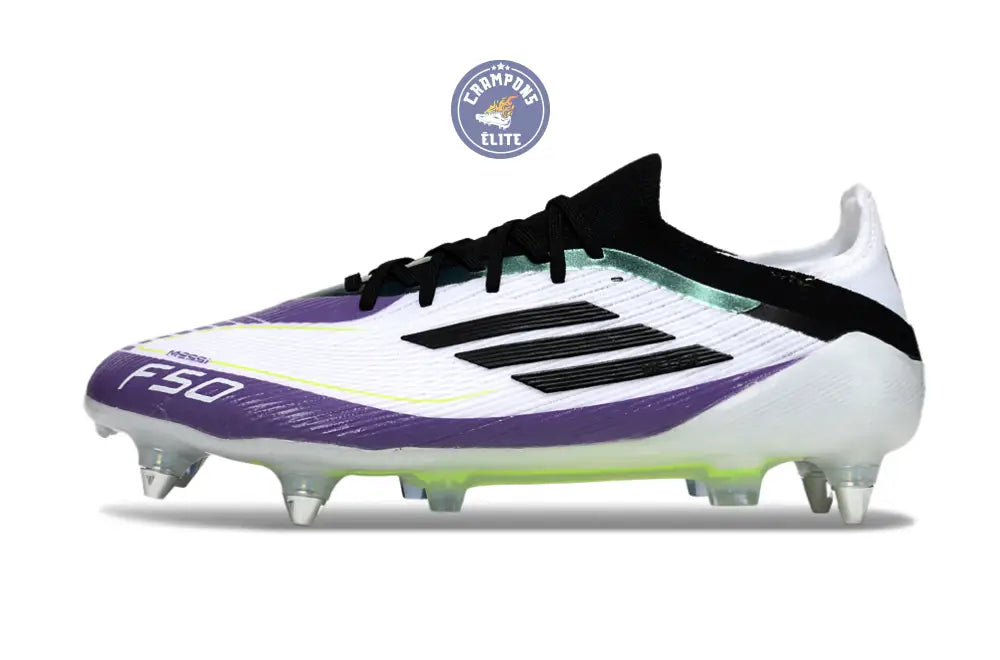 F50 Elite Lacets SG - Blanc/Violet/Jaune Fluo/Noir – Image 5