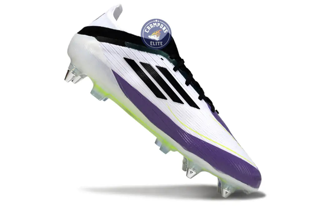 F50 Elite Lacets SG - Blanc/Violet/Jaune Fluo/Noir – Image 3