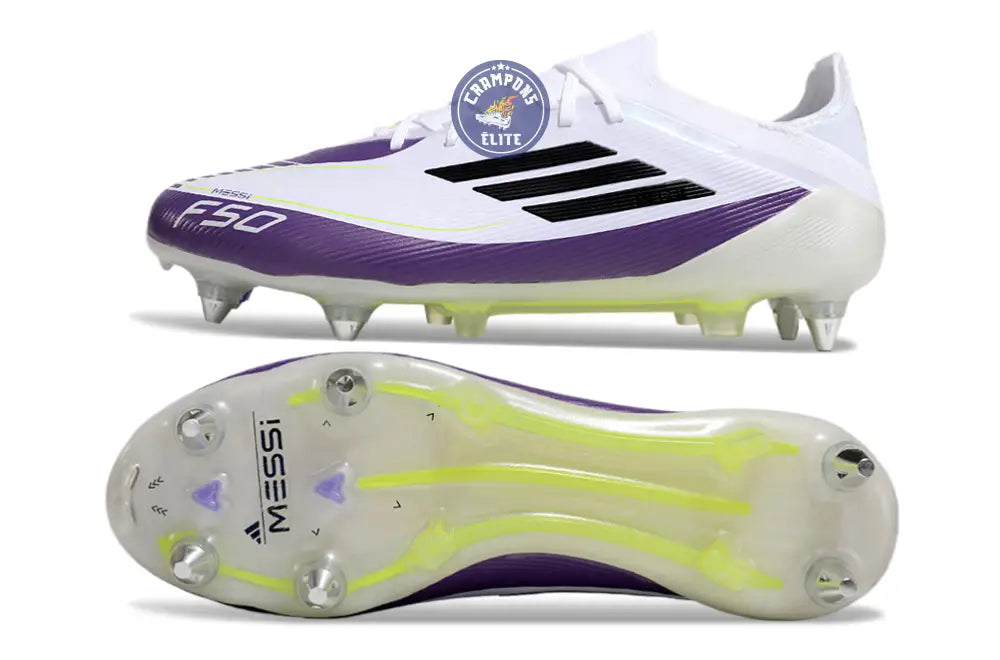 F50 Elite SG Soft Ground - Blanc/Noir/Violet