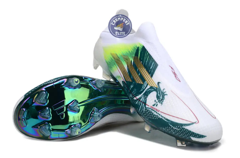 F50 Laceless Spécial Mohamed Salah FG - Blanc/Vert/Doré – Image 2