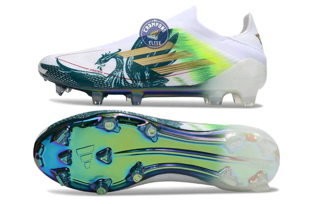 F50 Laceless Spécial Mohamed Salah FG - Blanc/Vert/Doré – Image 3