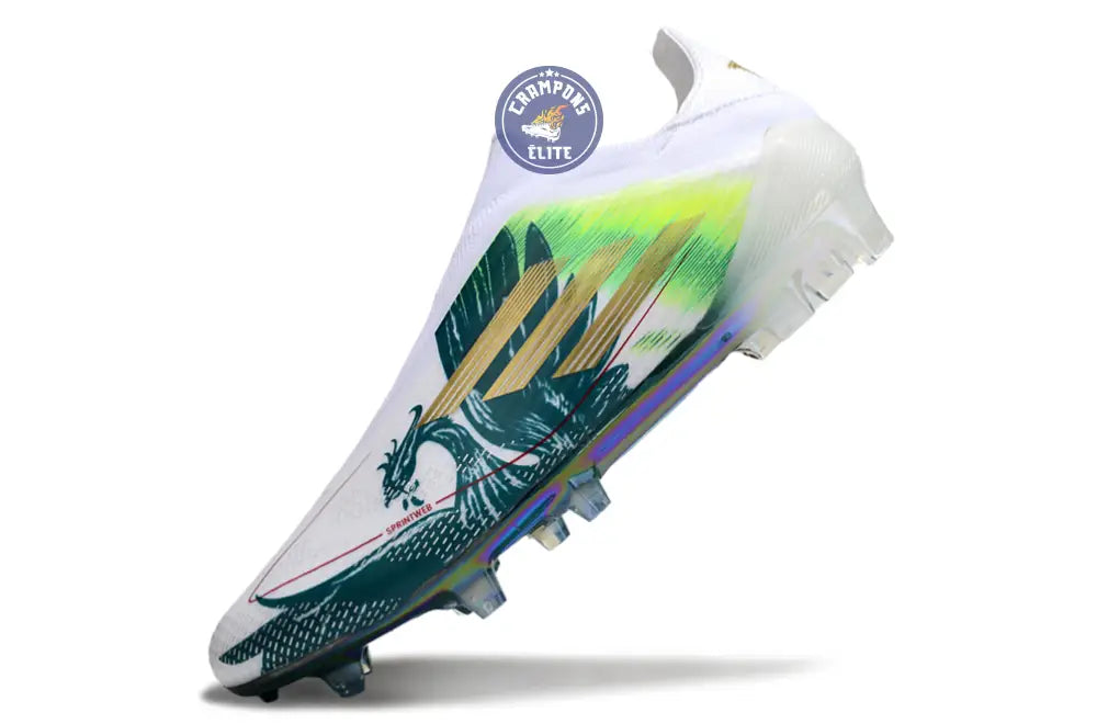 F50 Laceless Spécial Mohamed Salah FG - Blanc/Vert/Doré – Image 5