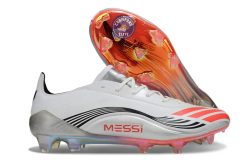 F50 MESSI ELITE Languette FG PRESTIG10 - BLANC/LUCID RED/ARGENTÉ