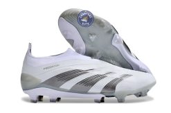 Predator 24 Elite Laceless FG Predstrike - Pearlized - Blanc/Argent