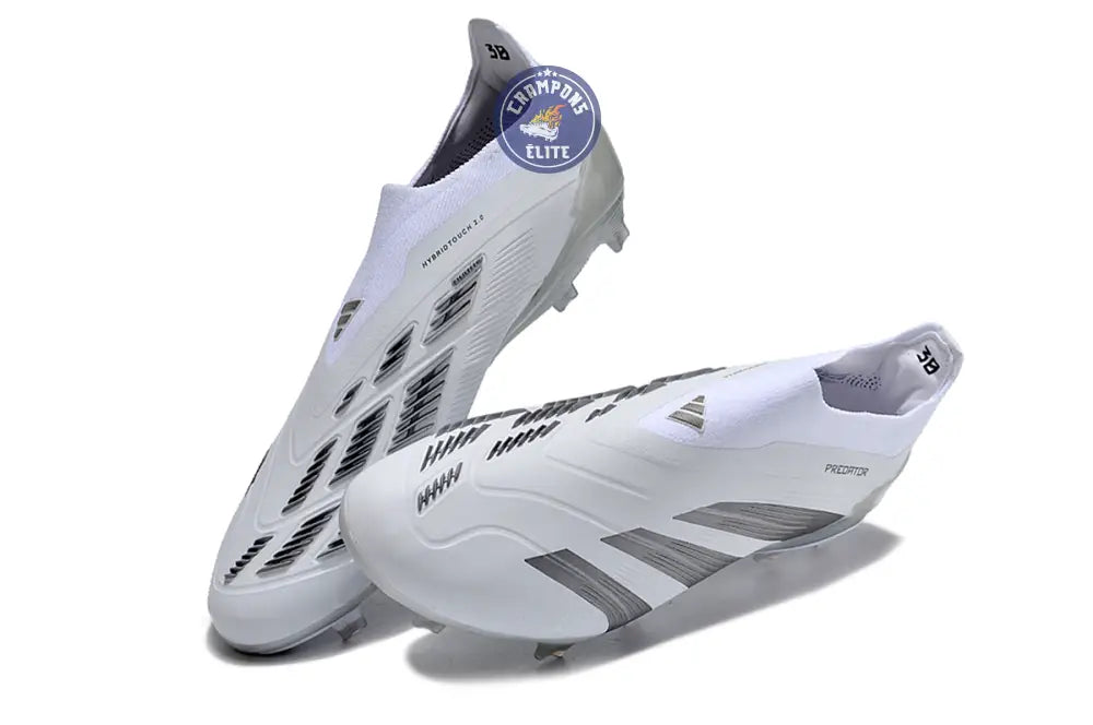 Predator 24 Elite Laceless FG Predstrike - Pearlized - Blanc/Argent – Image 3