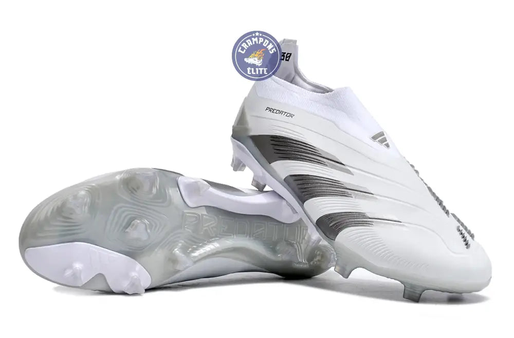 Predator 24 Elite Laceless FG Predstrike - Pearlized - Blanc/Argent – Image 2