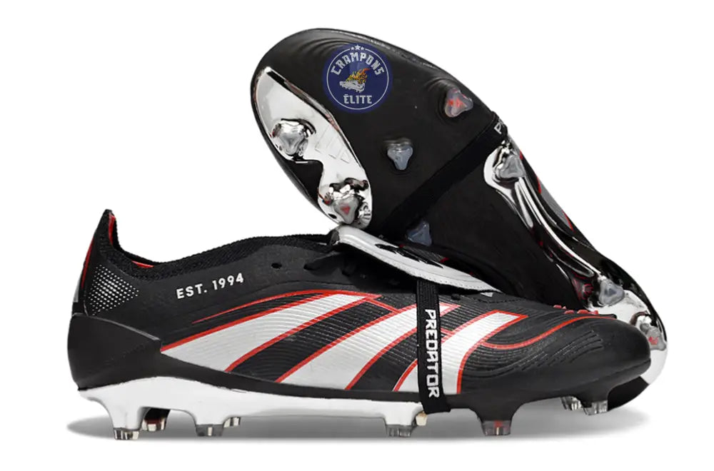 PREDATOR ELITE FOLD-OVER TONGUE FG OBSIDIAN STRIKE - Noir/Argent/Rouge – Image 2