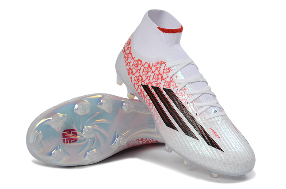 F50 Elite High FG - Roses blanches/écarlates/semelle irisée